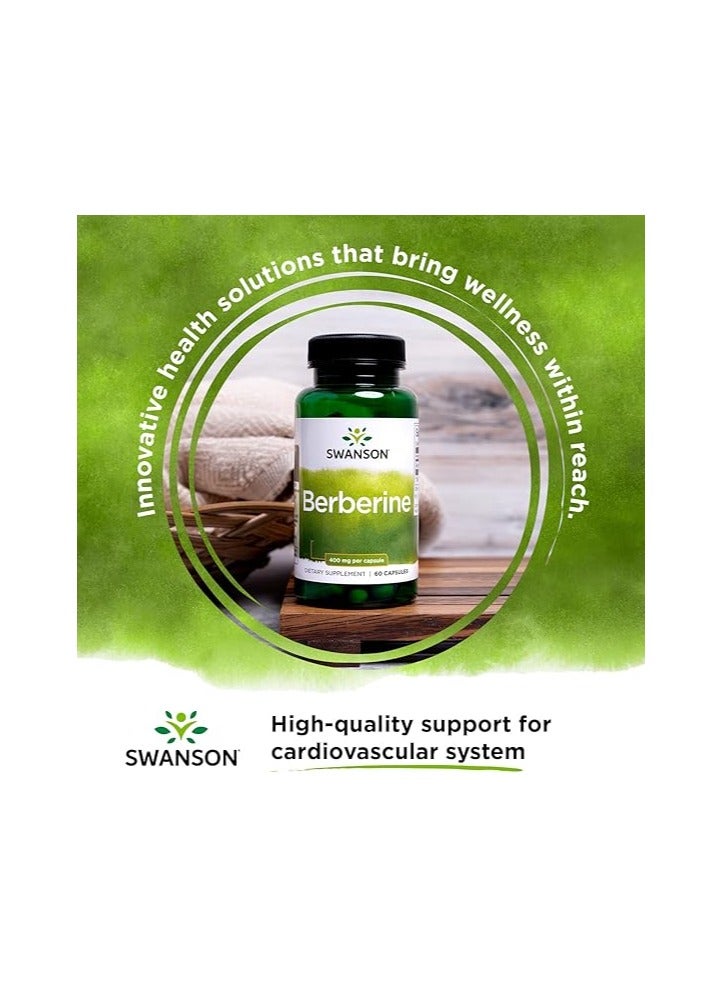 Swanson Berberine 400mg – 97% Pure Berberine HCl – Natural Support for Blood Sugar, Cholesterol & Heart Health – 60 Veg Capsules - Image 2