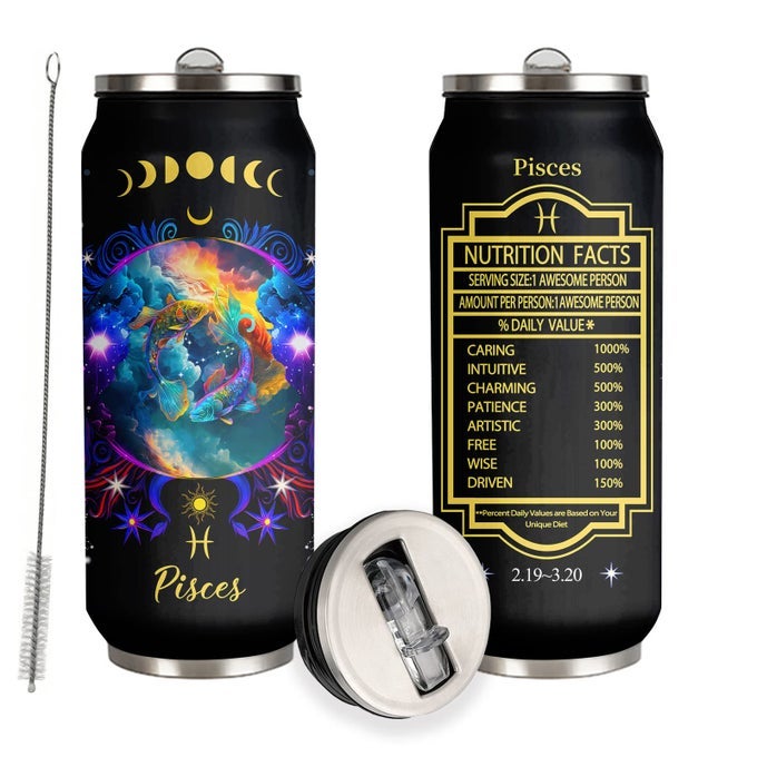 PISCES CONSTELLATION TUMBLER ZODIAC STAINLESS STEEL TUMBLER MEN WOMEN ASTROLOGY FANS BIRTHDAY GIFTS ZODIAC TUMBLER WITH STRAW LID COFFEE MUGS CAR CUP 17 OZ