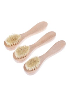 37YIMU Face Cleansing Brush for Facial Exfoliation, Natural Bristles Brush For Dry Brushing - Set of 3 Pack Wooden Handle Skin Cleaning Scrubbers for Men and Women  - Image 3