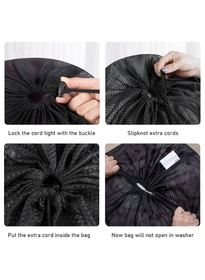 HOMESTAR Diamond Mesh Laundry Bag, Heavy Duty Wash Bag with Drawstring Closure, Polyester Wash Bags, Large Laundry Basket Liner for Travel, Sports, Dorm (Black 60*90 cm) - Image 5