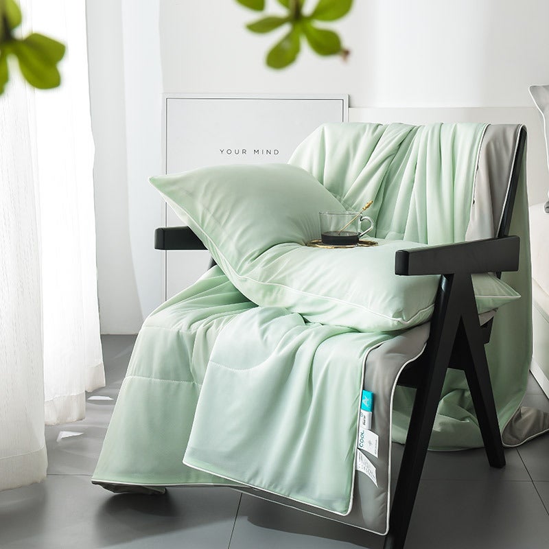Cooling Summer Quilt Washable Single Double Green and gray 