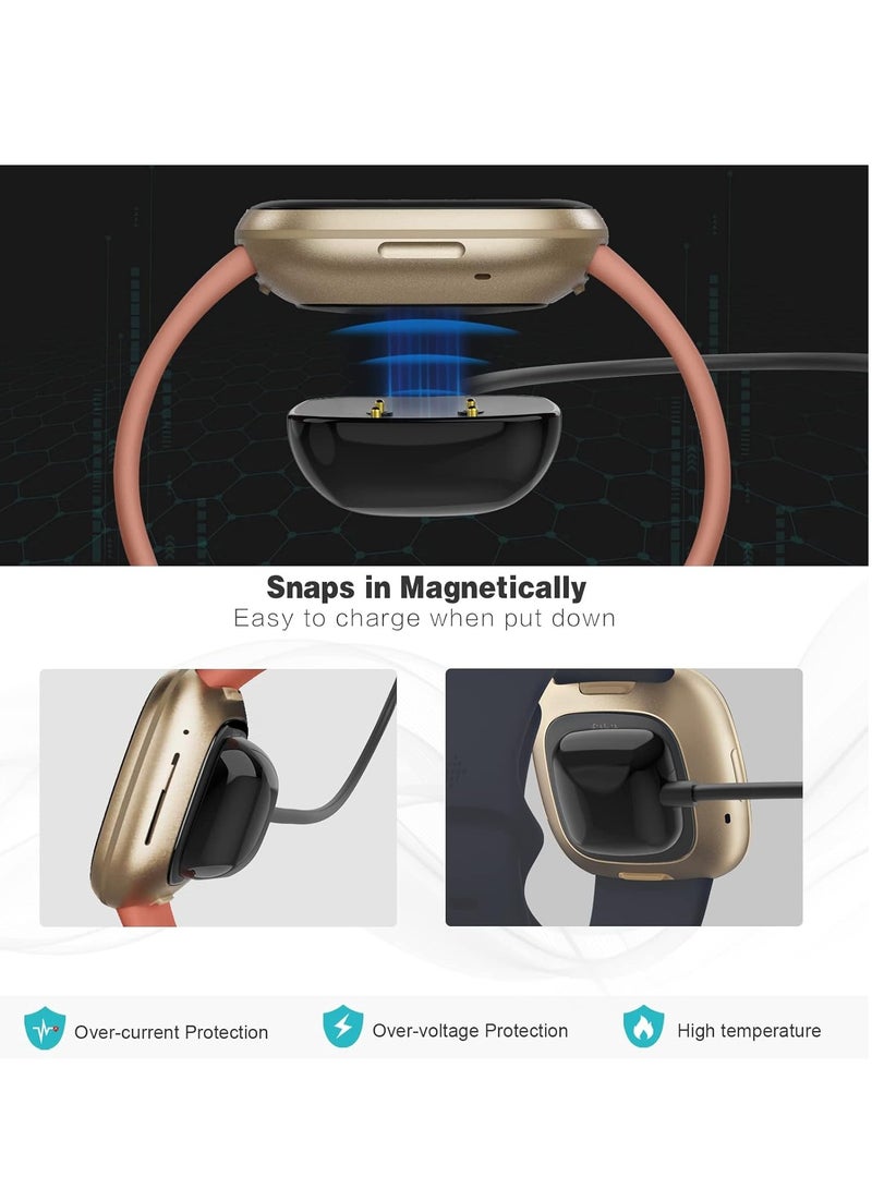 Beauenty Charger for Fitbit Versa 4/Versa 3/Sense 2/Sense, Replacement Charging Cable Cord Magnetic Dock Stand for Fitbit Sense 1/2, Versa 3/4 Smartwatch 【1Pack, 1m/3.3ft】 - Image 3