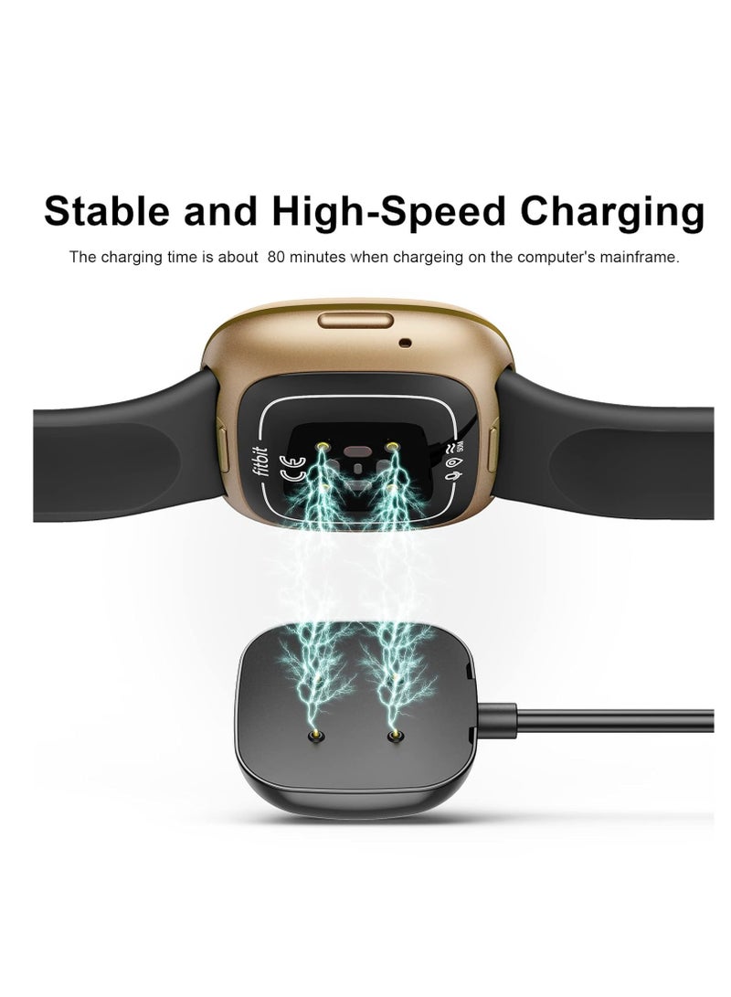 Beauenty Charger for Fitbit Versa 4/Versa 3/Sense 2/Sense, Replacement Charging Cable Cord Magnetic Dock Stand for Fitbit Sense 1/2, Versa 3/4 Smartwatch 【1Pack, 1m/3.3ft】 - Image 1