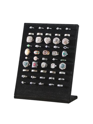Ausalivan Ring Board Display Stand,Velvet Jewelry Earring Organizer Holder for Selling,Vendors Storage Tray for Multiple Rings (Black) - Image 1