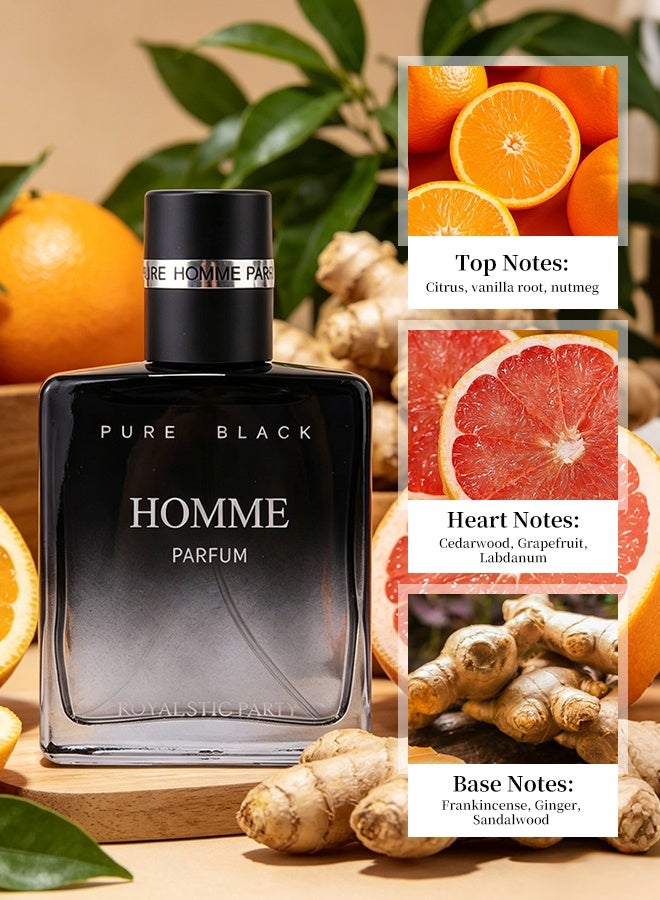 MARK HIM Men's 2 PCS Perfume Gift Set, Blue Parfum Aquatic Citrus & Pure Black Homme Woody Cedar Long Lasting Eau de Parfum Duo, Versatile Day Night Scents for Men - Image 3