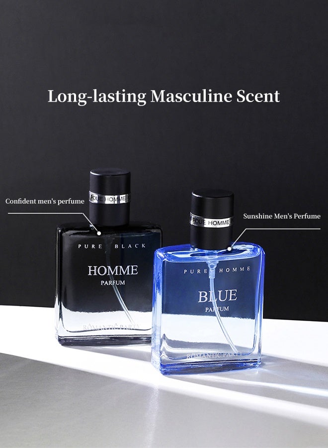 MARK HIM Men's 2 PCS Perfume Gift Set, Blue Parfum Aquatic Citrus & Pure Black Homme Woody Cedar Long Lasting Eau de Parfum Duo, Versatile Day Night Scents for Men - Image 5