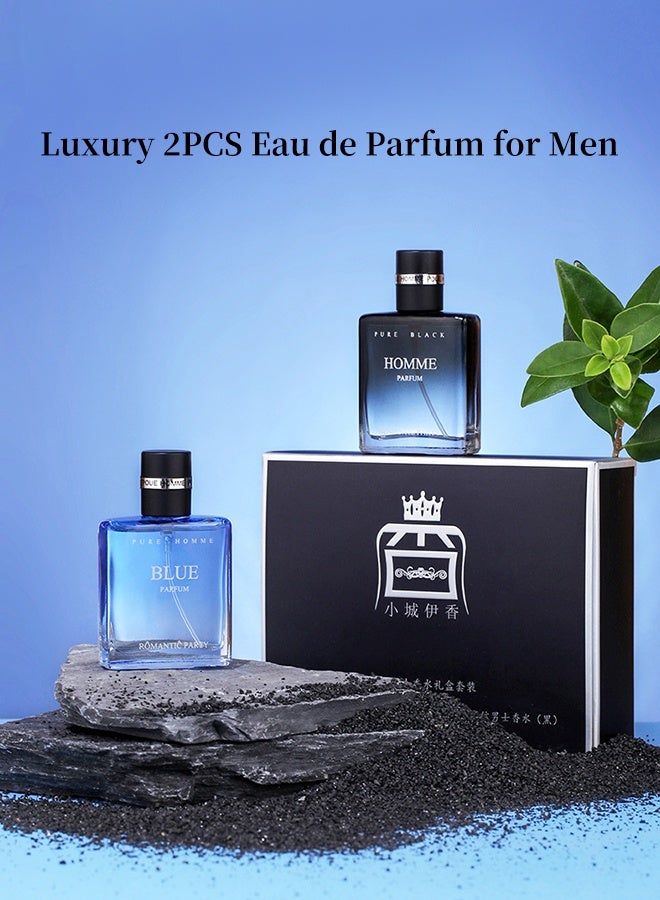 MARK HIM Men's 2 PCS Perfume Gift Set, Blue Parfum Aquatic Citrus & Pure Black Homme Woody Cedar Long Lasting Eau de Parfum Duo, Versatile Day Night Scents for Men - Image 2