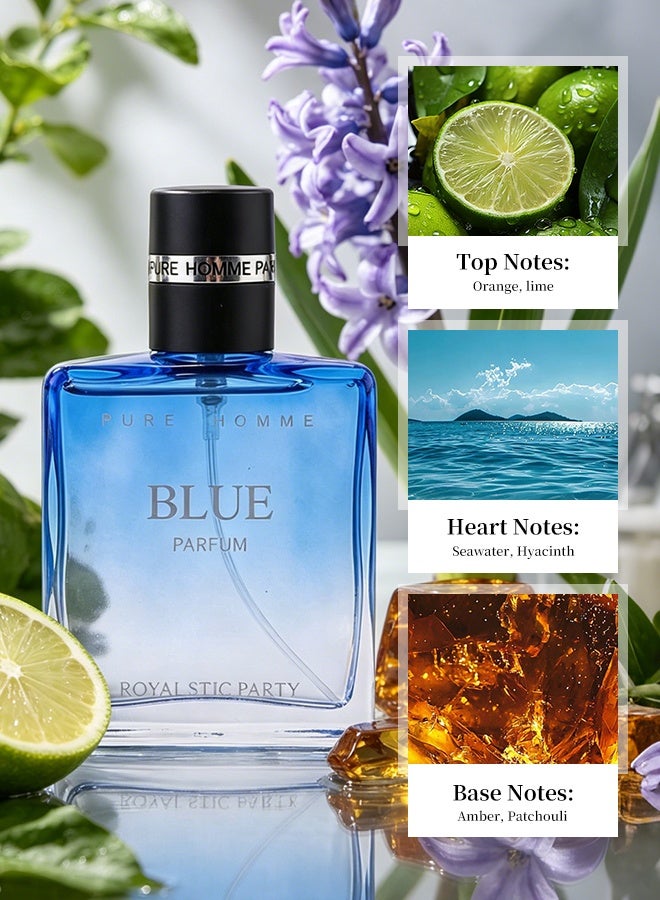 MARK HIM Men's 2 PCS Perfume Gift Set, Blue Parfum Aquatic Citrus & Pure Black Homme Woody Cedar Long Lasting Eau de Parfum Duo, Versatile Day Night Scents for Men - Image 4