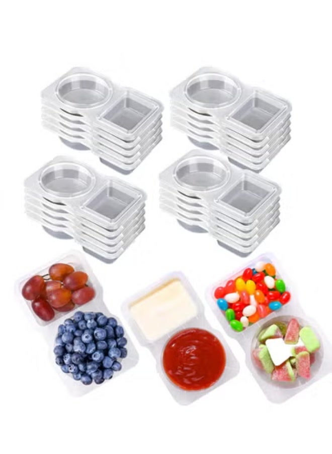 20PCS Double Compartment Condiment Container Reusable Snack Container Snack Pack Container Sauce Containers Condiment Containers With Used For Take-out Condiments - Image 1
