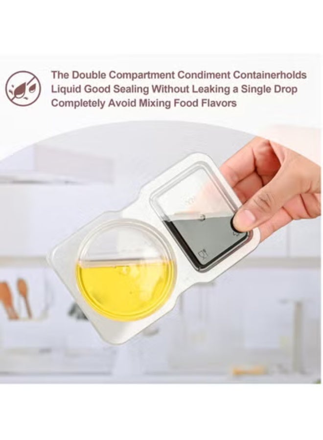 20PCS Double Compartment Condiment Container Reusable Snack Container Snack Pack Container Sauce Containers Condiment Containers With Used For Take-out Condiments - Image 2