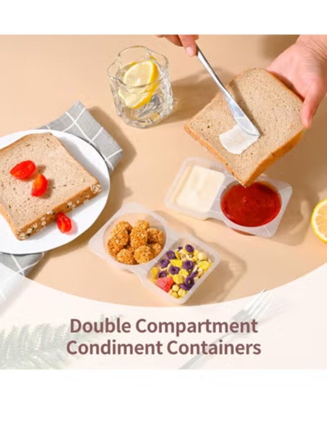 20PCS Double Compartment Condiment Container Reusable Snack Container Snack Pack Container Sauce Containers Condiment Containers With Used For Take-out Condiments - Image 4
