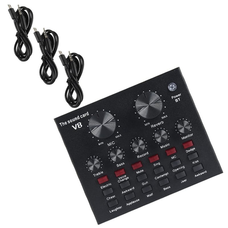 Live Sound Card Set with 800 Condenser Microphone USB Audio Mixer for Streaming Podcast Recording - Image 2