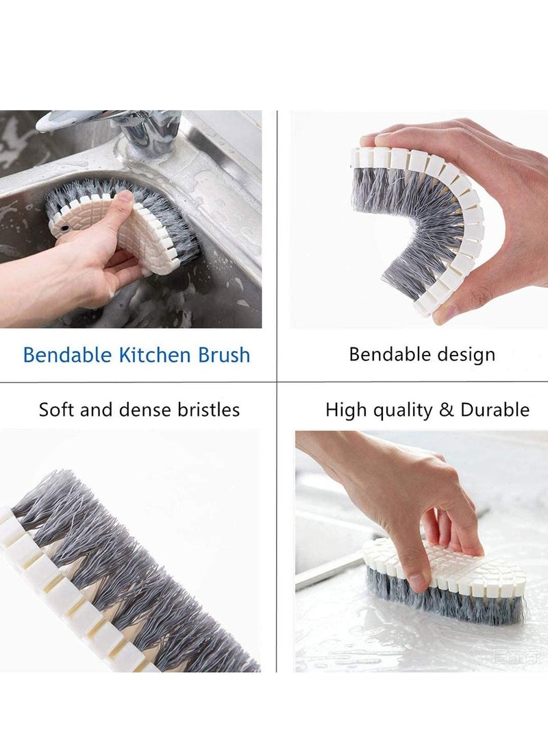 SYOSI - Dish Brush Steel Ball Pot Brush Kitchen Crevice Cleaning Brush with Scraper Bathroom Scrub Brush 5PCS Handle Brushes - Image 1