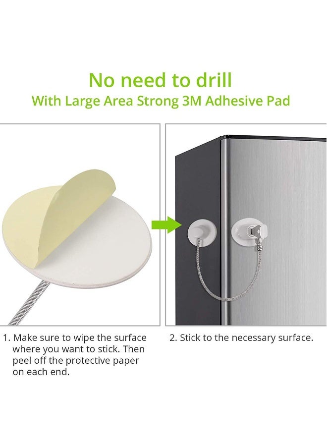 2Pack Fridge Locks Refrigerator Lock Freezer Locks with 4 Keys Baby Safety Door Lock Window Locks Strong 3M Adhesive No Drill Childproof Lock Fridge Door Cabinet Drawer Locks -White - Image 1