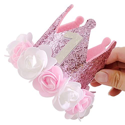 IVYRISE Hat First Birthday 1st Decorations For Girl Gifts Rose Gold Baby Pink Crown Party One Year Old Princess - Image 4