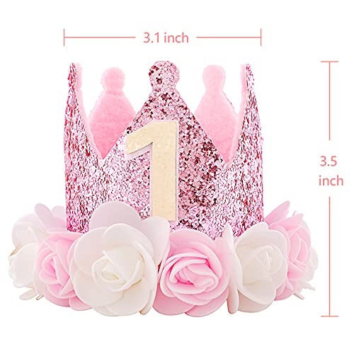 IVYRISE Hat First Birthday 1st Decorations For Girl Gifts Rose Gold Baby Pink Crown Party One Year Old Princess - Image 2