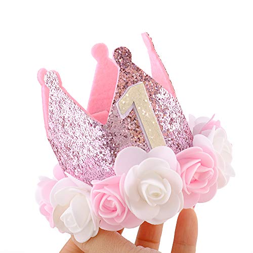 IVYRISE Hat First Birthday 1st Decorations For Girl Gifts Rose Gold Baby Pink Crown Party One Year Old Princess - Image 3