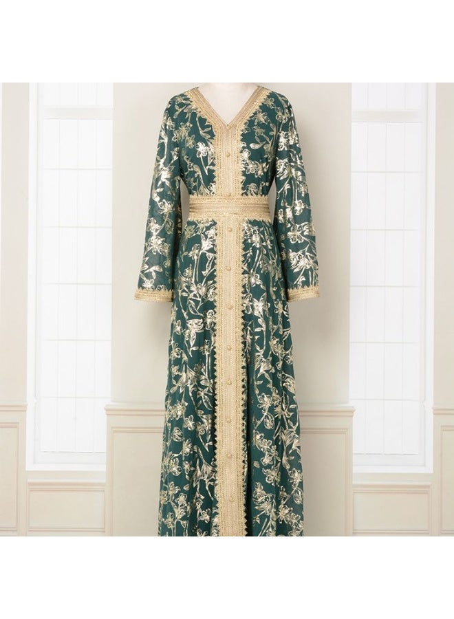 NIBEMINENT Middle East New Burnt Flower Sequin Dress Light Luxury Ladies Party Muslim Abaya Women's Clothing  - Image 1