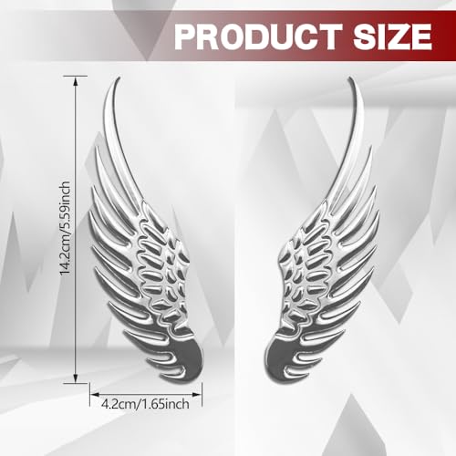 Middrivr 1Pair 3D Angel Wings Emblem, Auto Car Badge Decals, Car Exterior Emblems Badge for Fender Bumper Decoration, Universal Car Accessories for Jeep Dodge Chevy Nissan Ford Honda Toyota - Image 2