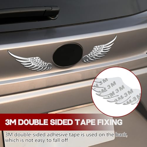 Middrivr 1Pair 3D Angel Wings Emblem, Auto Car Badge Decals, Car Exterior Emblems Badge for Fender Bumper Decoration, Universal Car Accessories for Jeep Dodge Chevy Nissan Ford Honda Toyota - Image 4