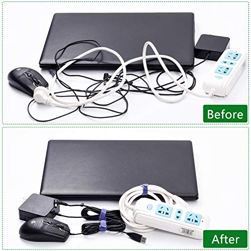 OneLeaf 60 Pcs Reusable Fastening Cable Ties with Hook and Loop, Multi-Purpose Cable Straps Wire Ties Cable Management, Adjustable Cord organizer Ties for Computer/TV/Electronics, 3 Sizes and 5 Colors - Image 5
