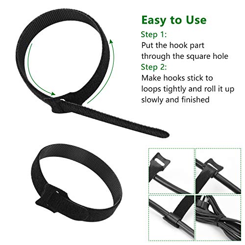 OneLeaf 60 Pcs Reusable Fastening Cable Ties with Hook and Loop, Multi-Purpose Cable Straps Wire Ties Cable Management, Adjustable Cord organizer Ties for Computer/TV/Electronics, 3 Sizes and 5 Colors - Image 4