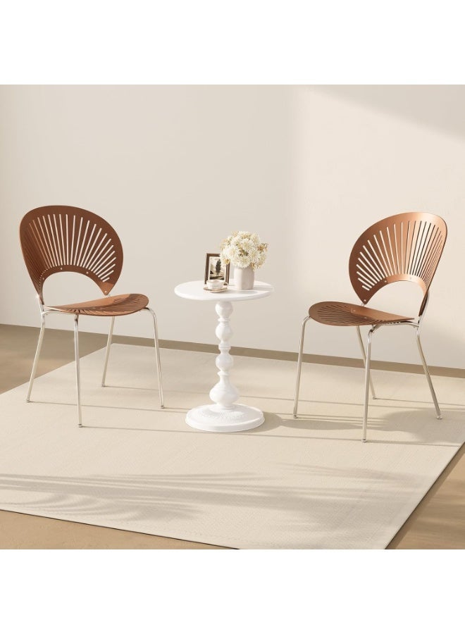 بيت إيزي طاولة جانبية معدنية مستديرة | طاولة قهوة، طاولة جانبية بيضاء غير لامعة عتيقة للسرير أو الأريكة، طاولة صغيرة بقاعدة جانبية لغرفة المعيشة، غرفة النوم، الفناء والبار (أبيض 52 سم × 40 سم) - Image 1