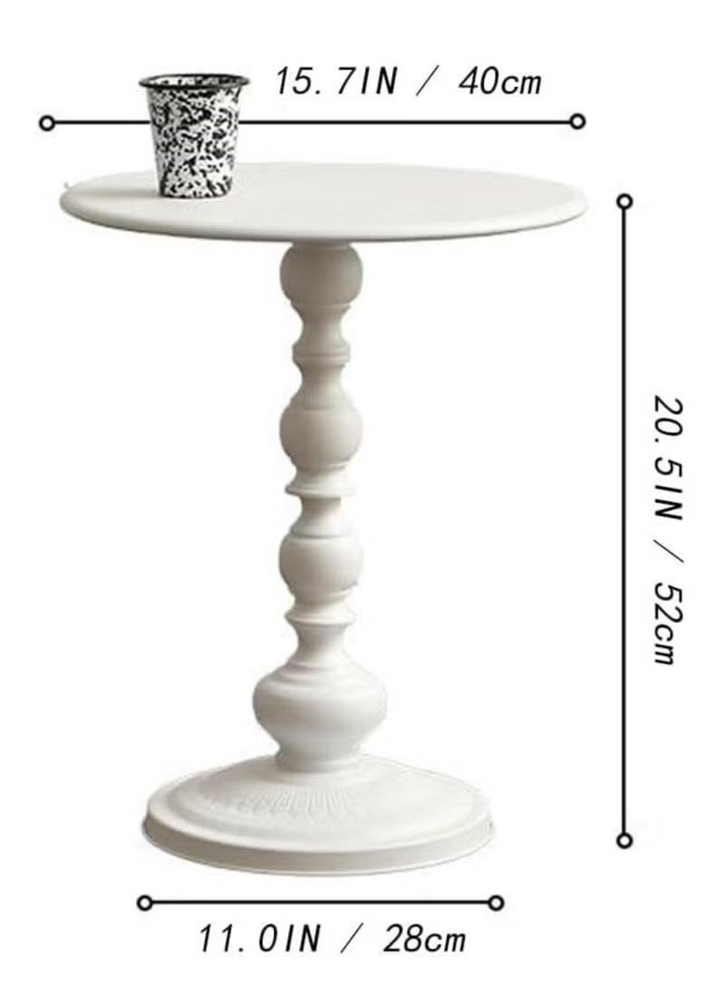 بيت إيزي طاولة جانبية معدنية مستديرة | طاولة قهوة، طاولة جانبية بيضاء غير لامعة عتيقة للسرير أو الأريكة، طاولة صغيرة بقاعدة جانبية لغرفة المعيشة، غرفة النوم، الفناء والبار (أبيض 52 سم × 40 سم) - Image 5