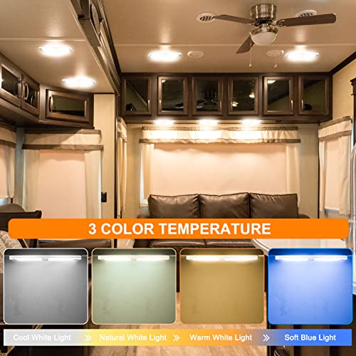 BlueFire أضواء سقف RV دائرية BlueFire 800LM، أضواء LED داخلية قابلة للتعتيم، سطوع قابل للتعديل 6W DC12-18V مع مفتاح تعتيم لـ RVs، المخيمات، المنازل المتنقلة، المقطورات (4 عبوات) - Image 2