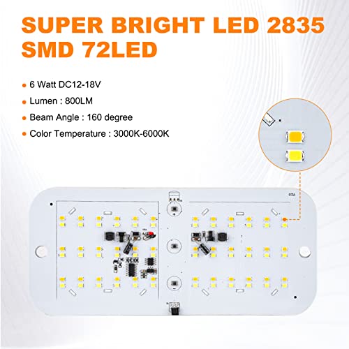 BlueFire أضواء سقف RV دائرية BlueFire 800LM، أضواء LED داخلية قابلة للتعتيم، سطوع قابل للتعديل 6W DC12-18V مع مفتاح تعتيم لـ RVs، المخيمات، المنازل المتنقلة، المقطورات (4 عبوات) - Image 4