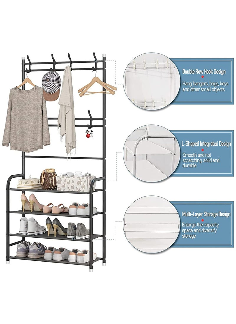 Innovity 5 Tier Multi-Functional Shoe And Hat Rack Entrance Coat Rack, Foyer Shoe Rack, Free Standing Coat Rack, 5 Layers Of Storage Shelves for Living Room, Bathroom, Hallway Shoe Rack Organizer  - Image 4