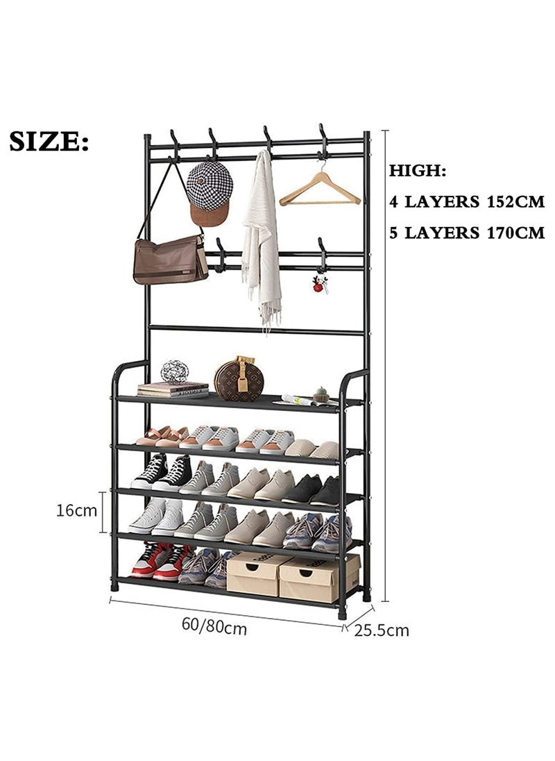 Innovity 5 Tier Multi-Functional Shoe And Hat Rack Entrance Coat Rack, Foyer Shoe Rack, Free Standing Coat Rack, 5 Layers Of Storage Shelves for Living Room, Bathroom, Hallway Shoe Rack Organizer  - Image 3