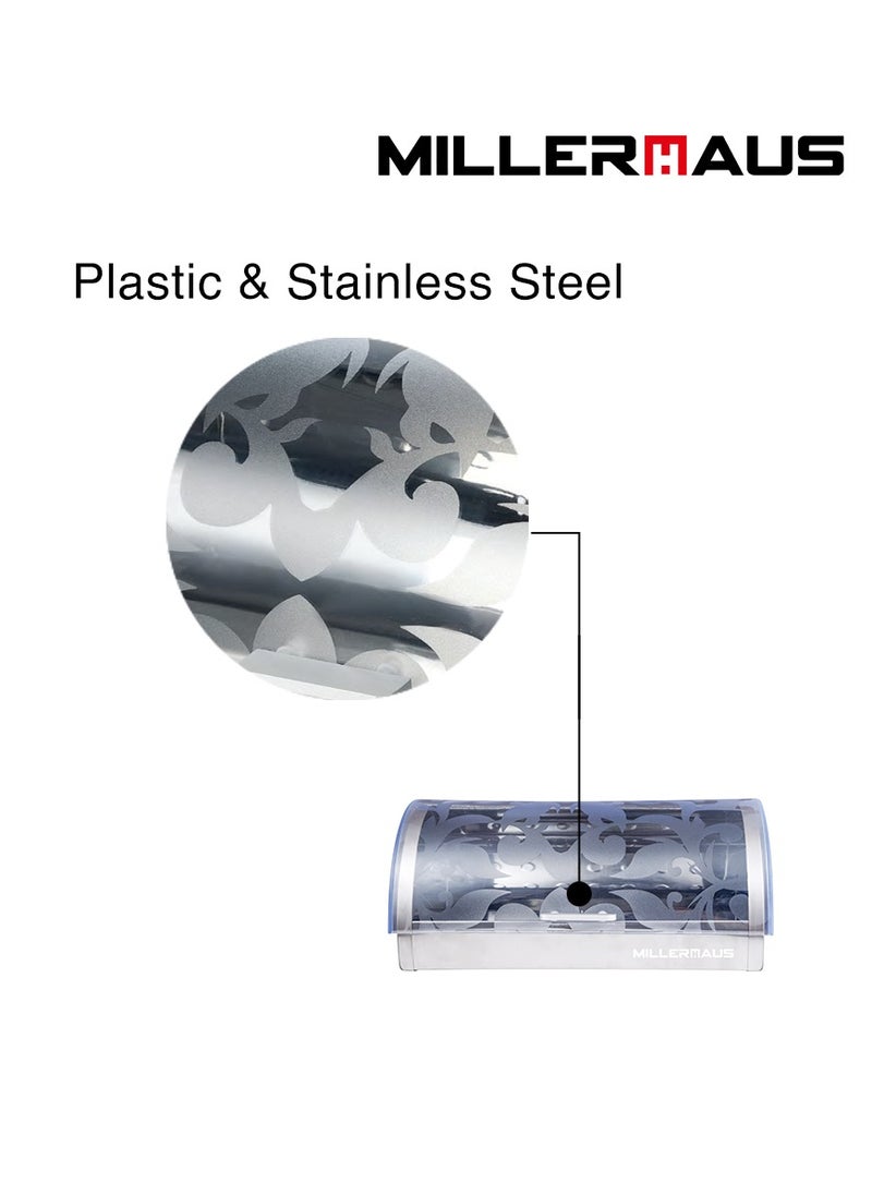 MILLERHAUS Millerhaus Bread Box Stainless Steel 19.5 Cm, Roll up Top Lid Bread Box for Kitchen Countertop Stainless steel  - Image 3