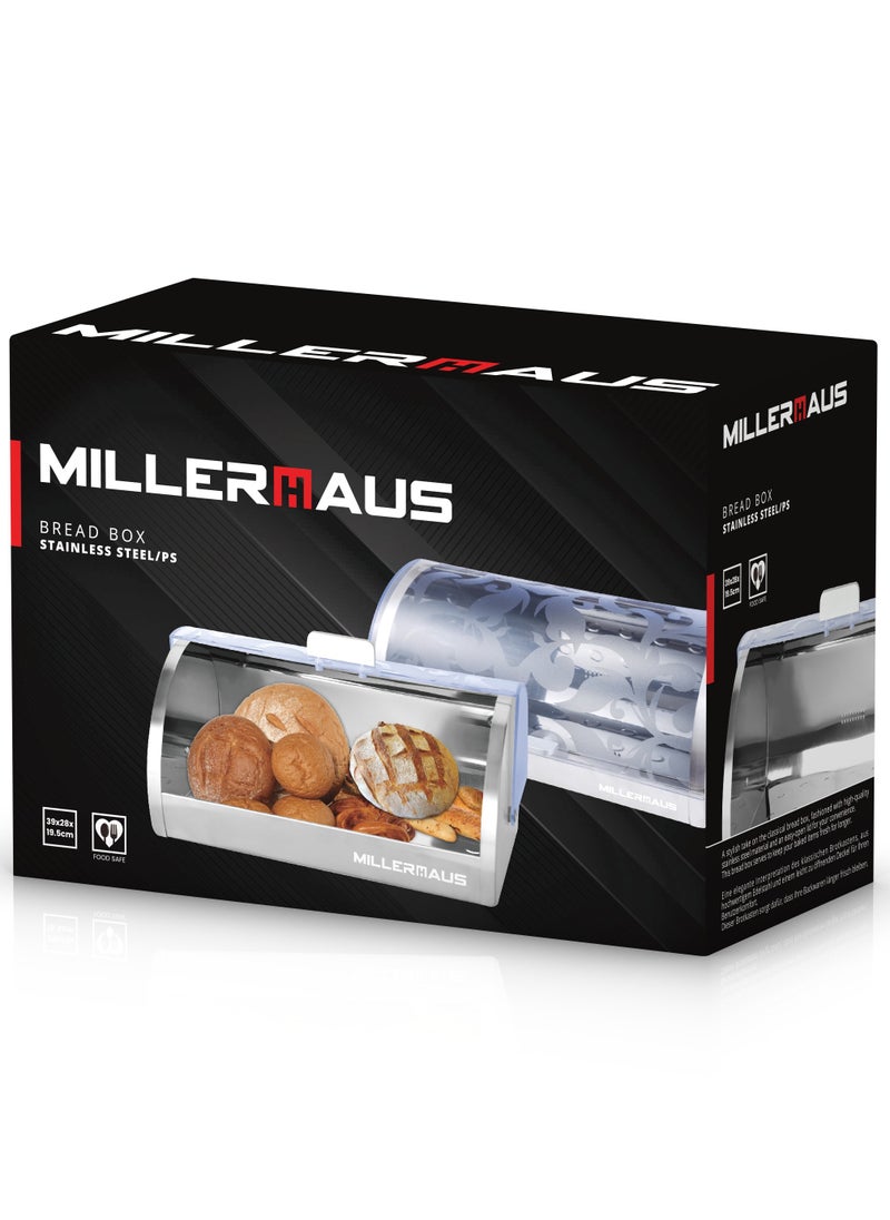 MILLERHAUS Millerhaus Bread Box Stainless Steel 19.5 Cm, Roll up Top Lid Bread Box for Kitchen Countertop Stainless steel  - Image 4