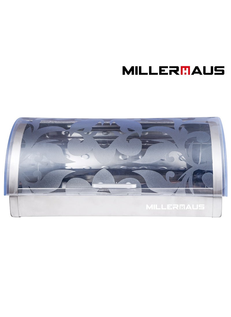 MILLERHAUS Millerhaus Bread Box Stainless Steel 19.5 Cm, Roll up Top Lid Bread Box for Kitchen Countertop Stainless steel  - Image 1