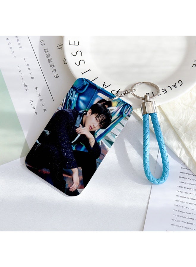 NIBEMINENT 1 - Piece STRAYKIDS Kpop Photo Card Holder Pendant Key Chain ID Badge Holder ID Card Holder Photo Card Protector for School ID Office ID Access Card for Women Girls