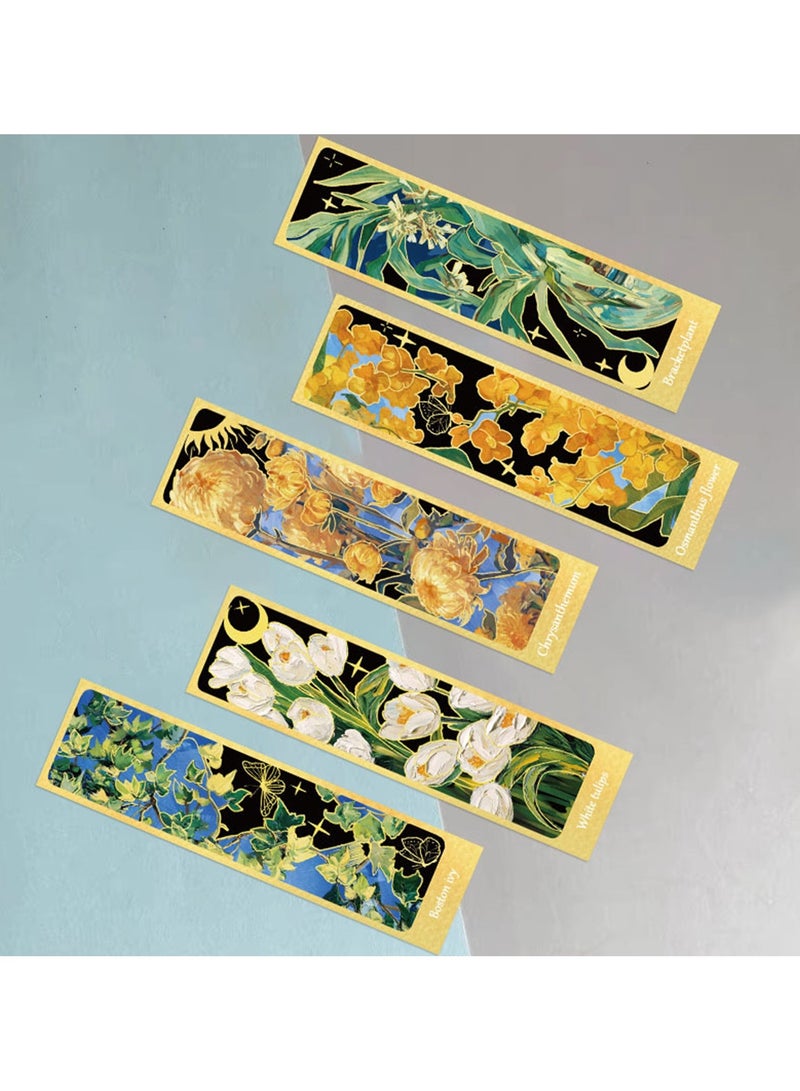 30 قطعة من علامات الكتب الزيتية على شكل زهرة، علامات كتب لطيفة للنساء، علامات كتب زهرية للقراءة، علامات كتب ملونة على شكل زهور، بطاقة علامة كتاب ورقية، علامات كتب فريدة، إكسسوارات كتب جمالية لمحبي الكتب - Image 5