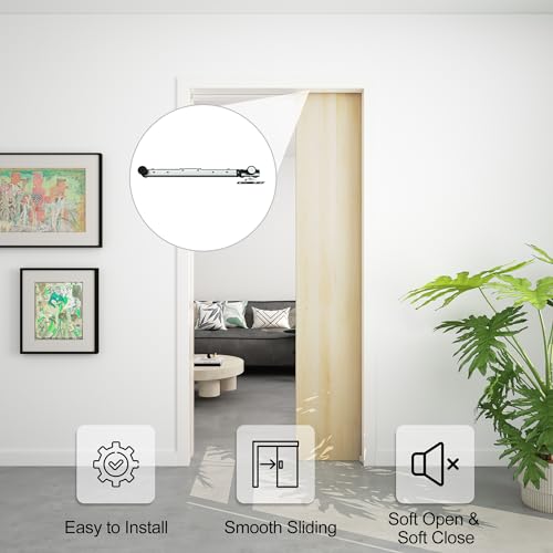 JUBEST Pocket Door Roller with 120LBS Soft Close Mechanism TwoWay Soft Close ThreeWheel Pocket Door Hanger Double Sided Pocket Door Hardware - Image 3