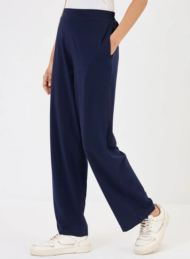 Femmella  Navy Blue Wide Leg Pants for Women | Best Price UAE