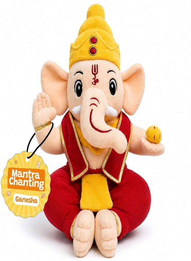 WonderBuddy Divine Mantra Chanting Baby Ganesha with 10 Preloaded Mantras & Aartis, Musical Soft Plush Toy, Best Gift for Infants, Toddlers & Kids (Medium - 28 Cm) (Ganesha) - Image 1