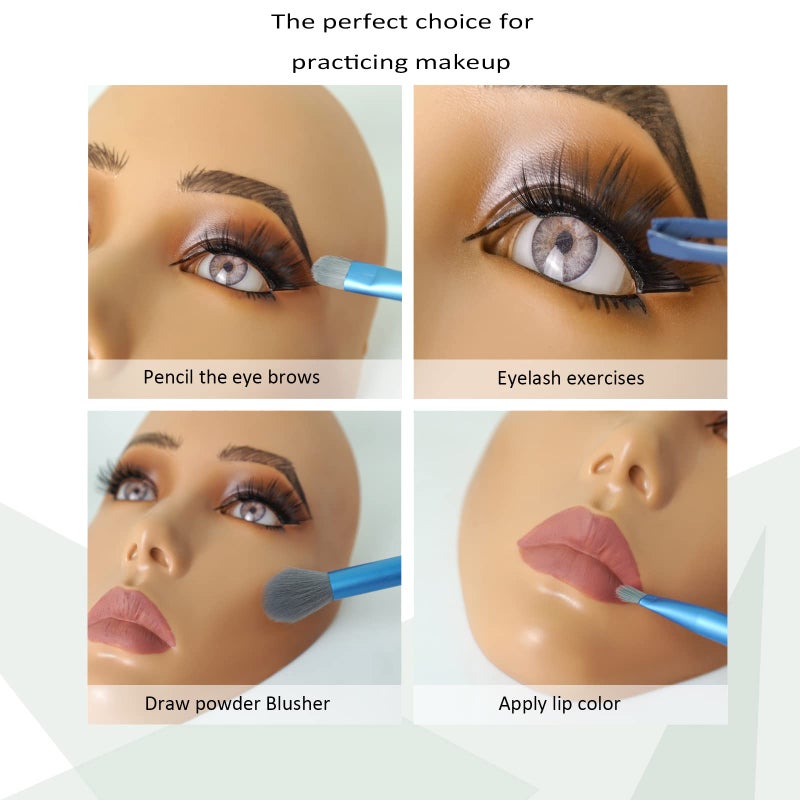 getpuchra 5D makeup Practice Face Board, Silicone Makeup Mannequin Face, Reusable Beginner Practice Eye Makeup Face, Eye Fake Silicone, Makeup Artist Full Face Practice Eyelash Eye Shadow Eyeliner Pen Simulatio - Image 3