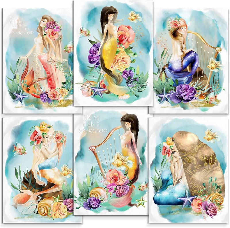 YOOOAHU Mermaid Princess Wall Decor Poster Set - Image 1