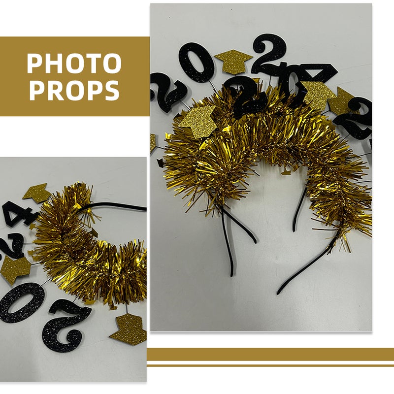 Graduation Themed Headband Sequins Headdress 2024 Grad Party Dress Costume Accessory - Image 2
