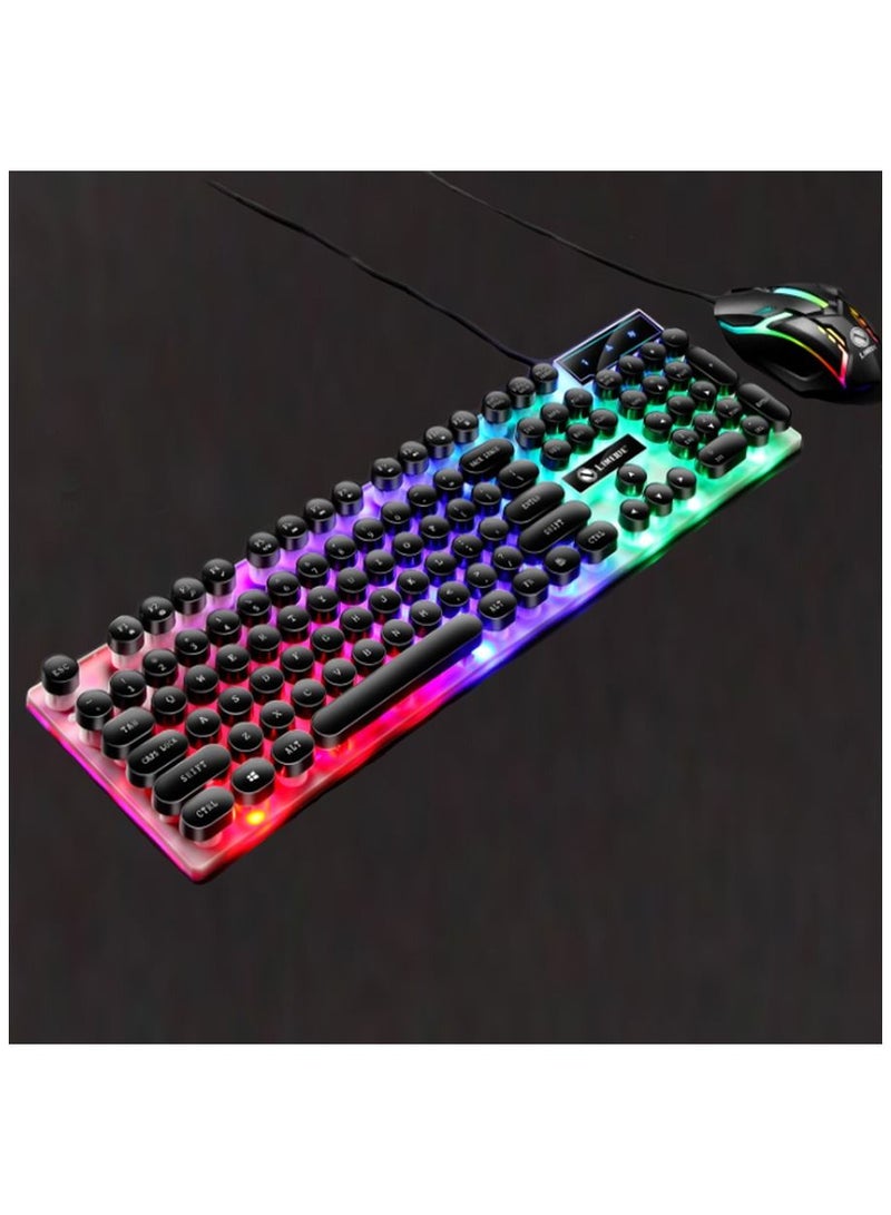 Backlight USB Wired 104Keys Punk Keyboard PC Laptop Desktop Ergonomic Gaming Mouse Keyboard - Image 2