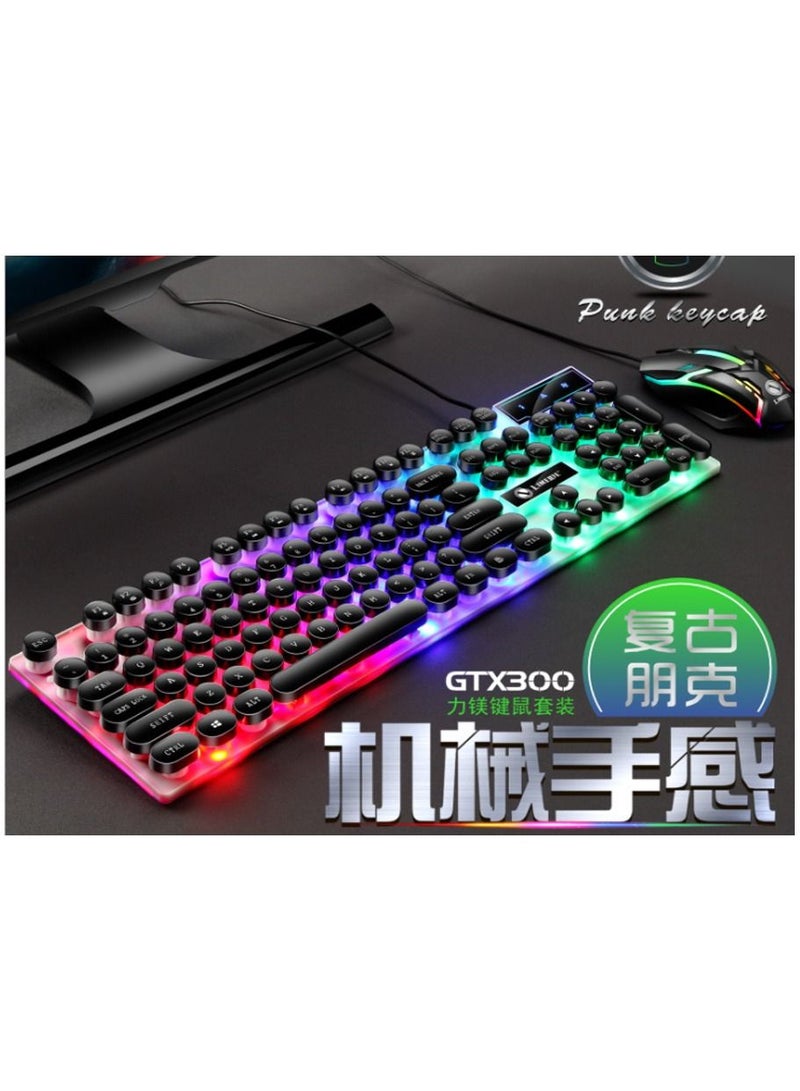 Backlight USB Wired 104Keys Punk Keyboard PC Laptop Desktop Ergonomic Gaming Mouse Keyboard - Image 3