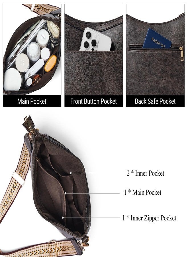 Mroede Crossbody Bags for Women Crossbody Purse for Women Vegan Leather Hobo Purses Shoulder Handbags for Daily Travel Work, Coffee - Image 5