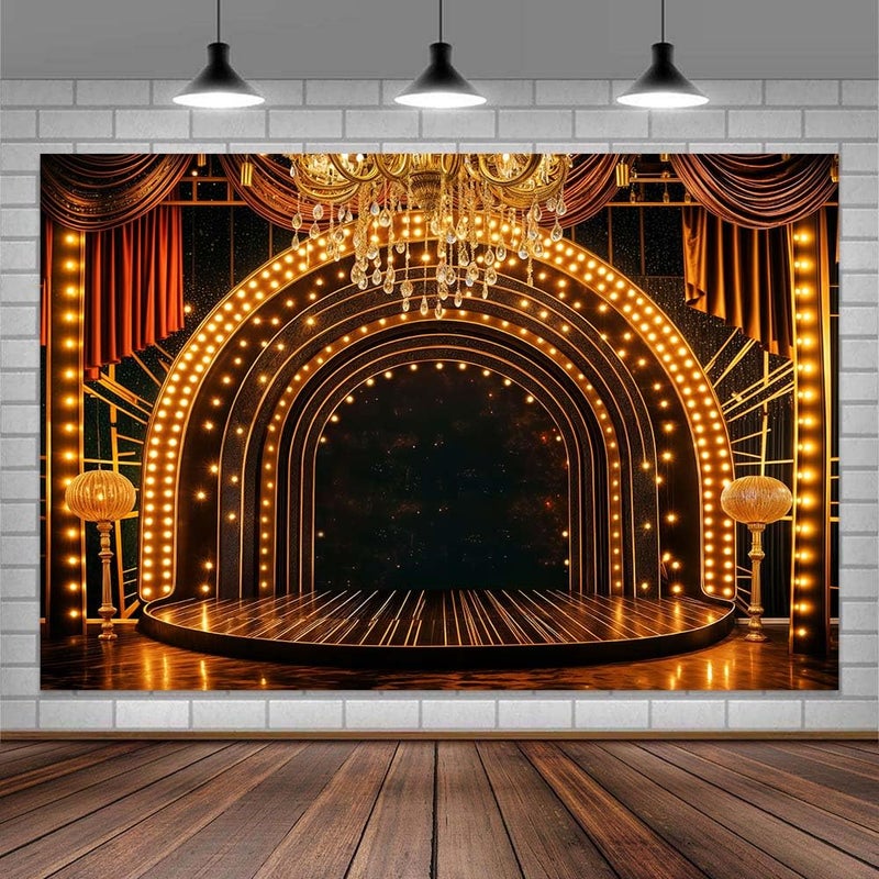Uokiuki 7x5ft Backdrop Photography,1920s Retro Black and Gold Photo Background Roaring Roaring 20s Party Birthday Wedding Party Decor Banner Photo Booth Props - Image 1