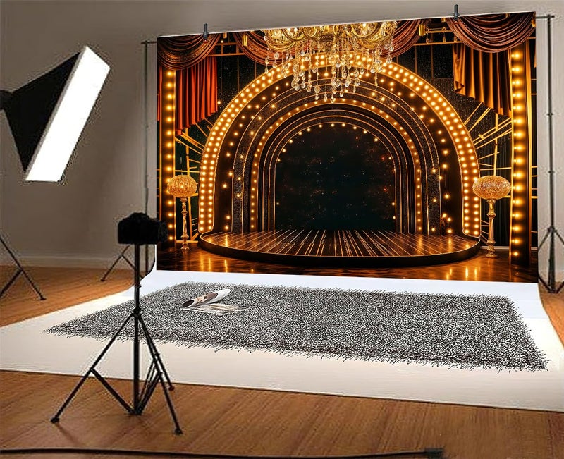 Uokiuki 7x5ft Backdrop Photography,1920s Retro Black and Gold Photo Background Roaring Roaring 20s Party Birthday Wedding Party Decor Banner Photo Booth Props - Image 4