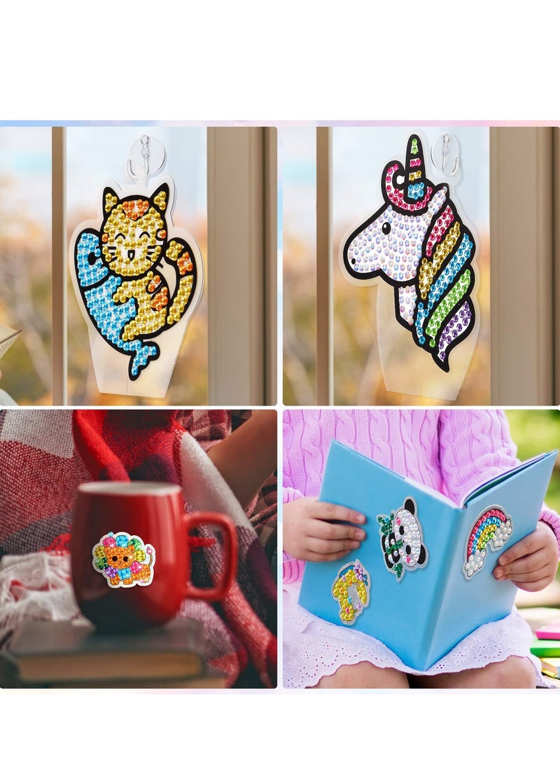 SOLARAE Children's Diamond Painting Kit, 24 Pieces Cartoon Animal Unicorn 5D Diamond Painting Stickers Puzzle DIY Painting Tools Suitable for Children Arts and Crafts Diamond Art Craft Stickers - Image 3