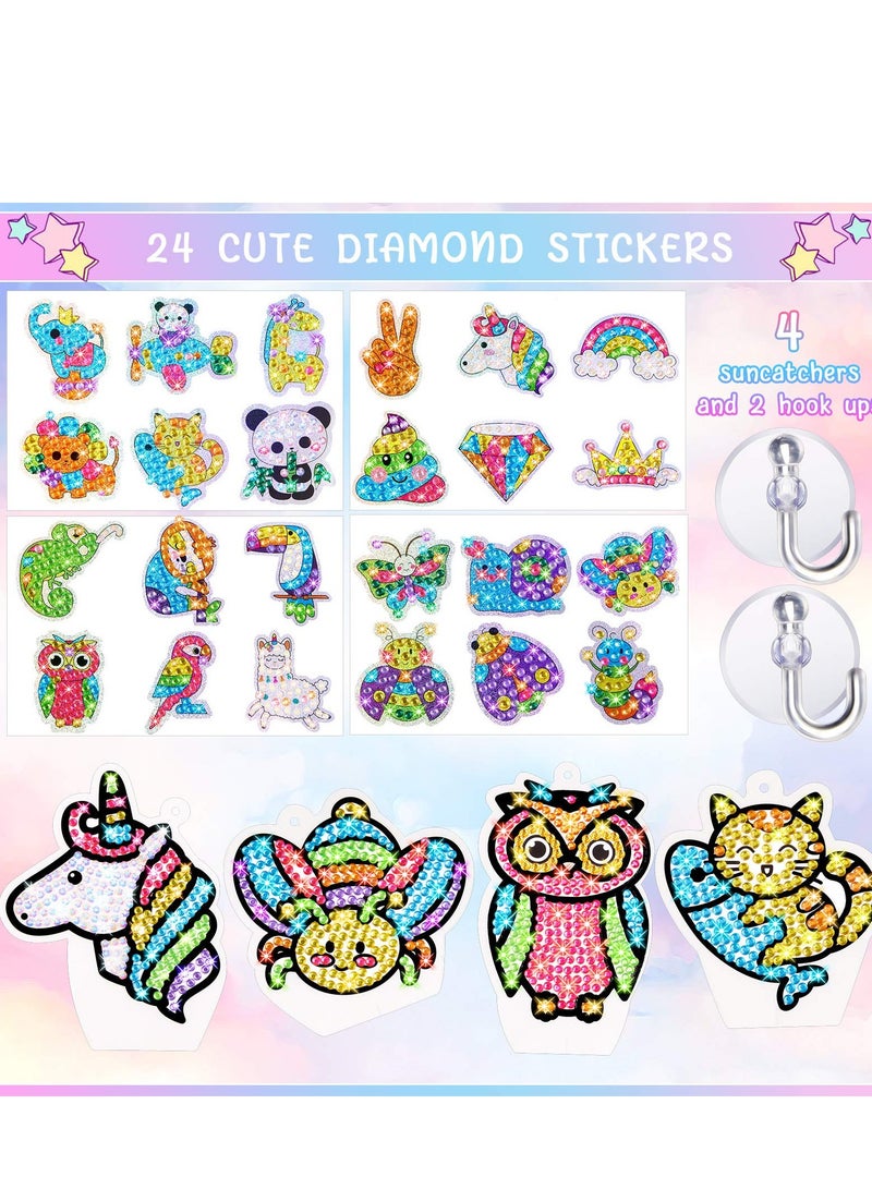 SOLARAE Children's Diamond Painting Kit, 24 Pieces Cartoon Animal Unicorn 5D Diamond Painting Stickers Puzzle DIY Painting Tools Suitable for Children Arts and Crafts Diamond Art Craft Stickers - Image 4